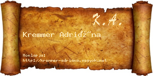 Kremmer Adriána névjegykártya